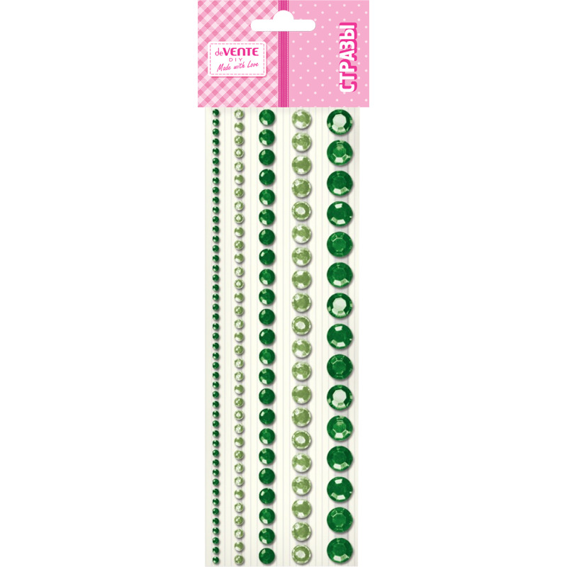 Стразы клеевые "DIY Jewelry Inspiration", 130шт.,акриловые, круглые, изумрудные