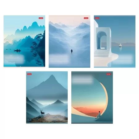 Тетрадь А5 18л ЛИН. Hatber "Природа тишины" тисн., 5 диз.в блоке