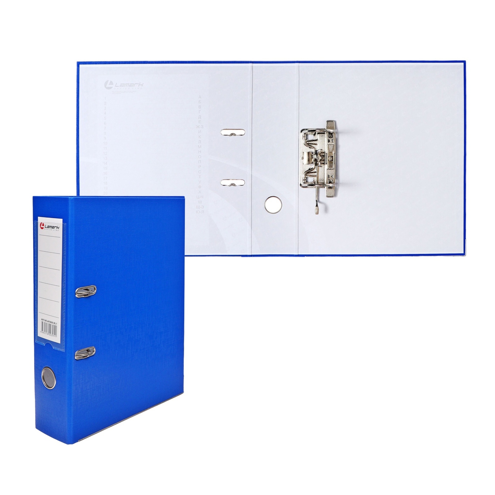Регистратор А4  75мм PР, LAMARK, синий, карман, металл.окантовка