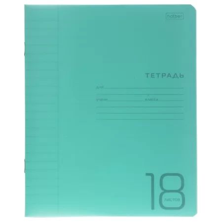 Тетрадь А5 18л лин. Hatber  пласт.обл. "Зелёная"