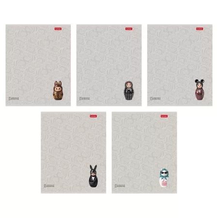 Тетрадь А5 48л кл. Hatber "Матрешки. А-ля Рус" софт-тач, 3Dлак, 5диз.в блоке