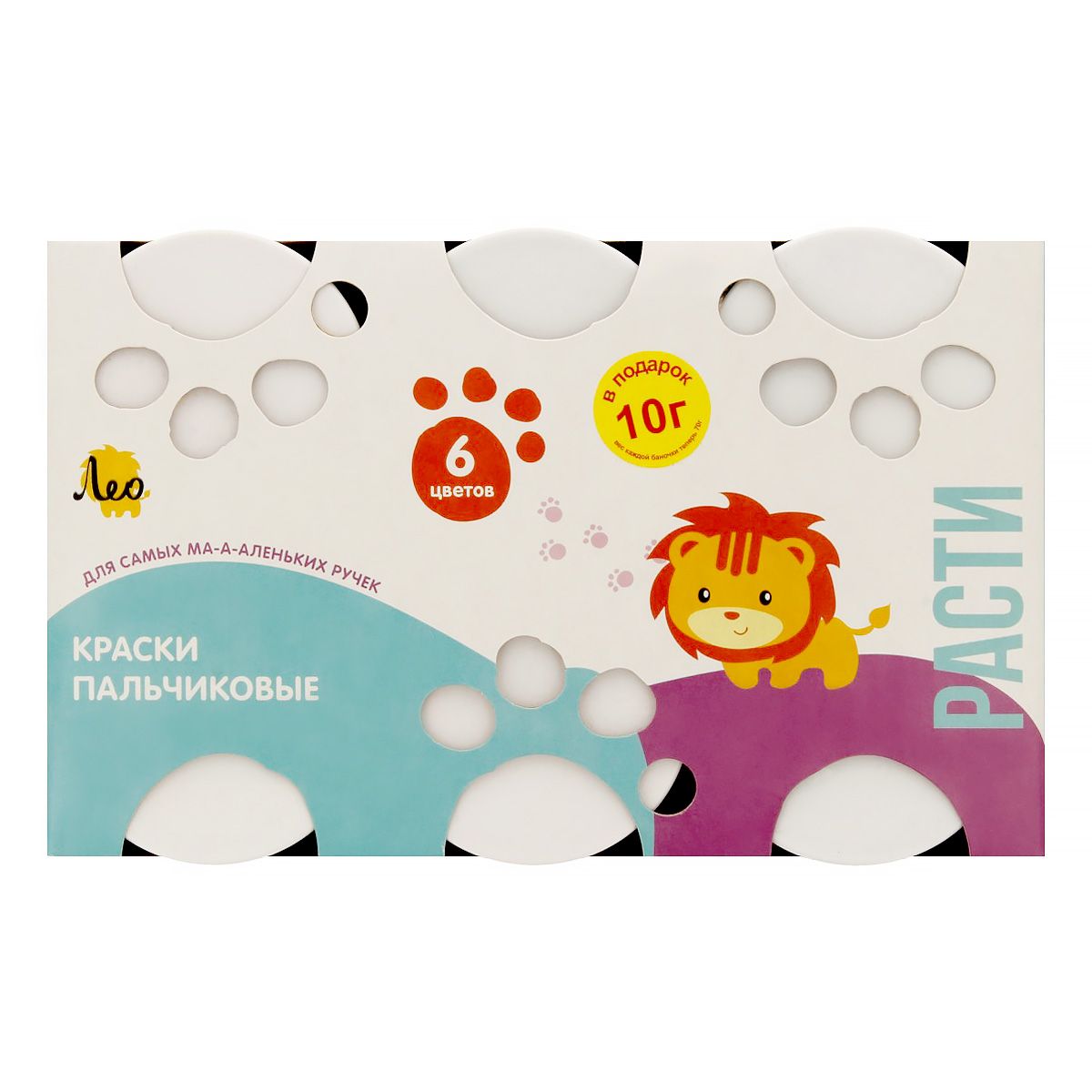 Краски пальчиковые  6цв. 420мл. Лео Расти