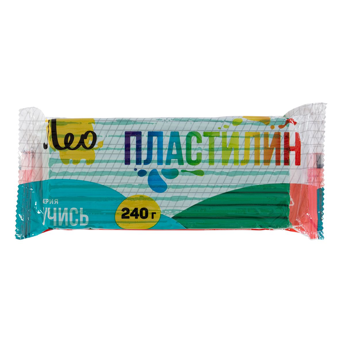 Пластилин классический 240 гр "Учись" зеленый