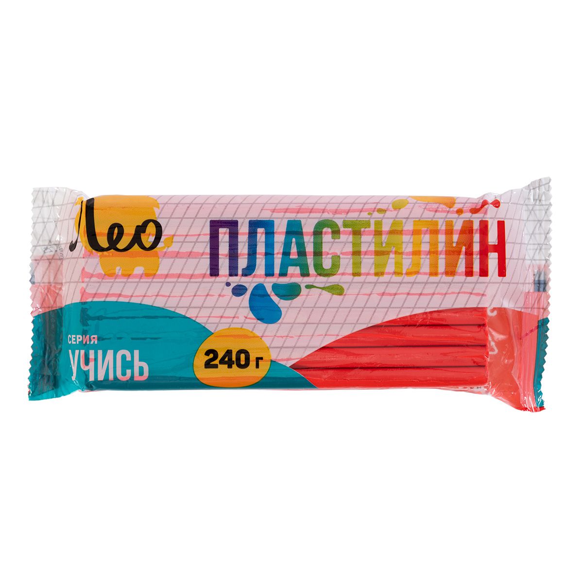 Пластилин классический 240 гр "Учись" красный