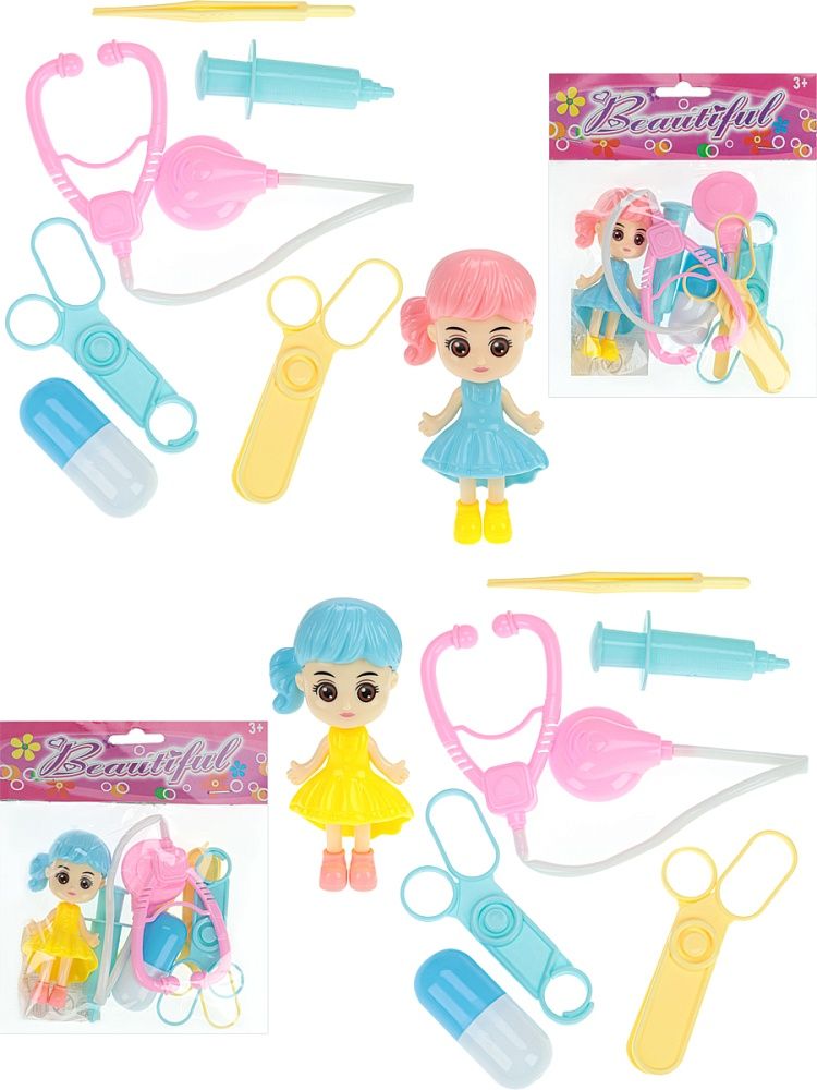 Игровой набор доктора "Юный доктор" 6 предметов, кукла