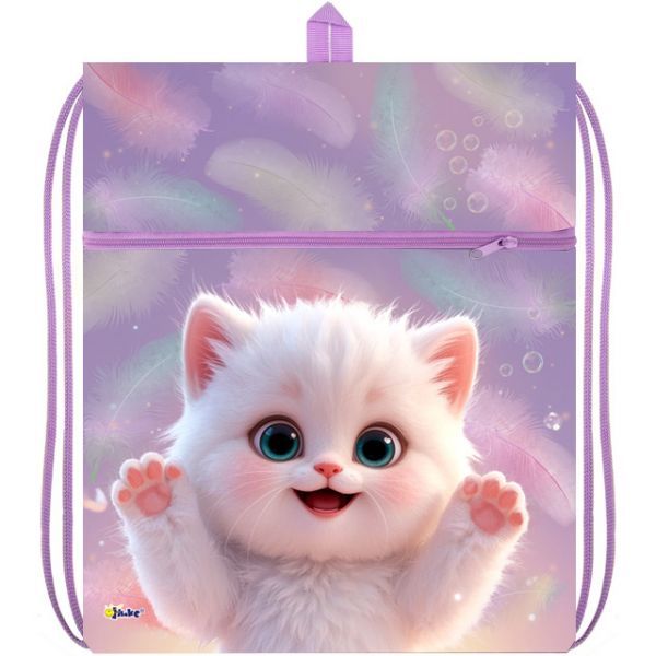 Мешок для обуви 1 отд, 410*490, карман "Белый пушистик"