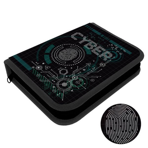 Пенал 1 отд. с 2-мя откид.пл. (200*140*40) молния, ткань, 3D лак "Кибер схема"