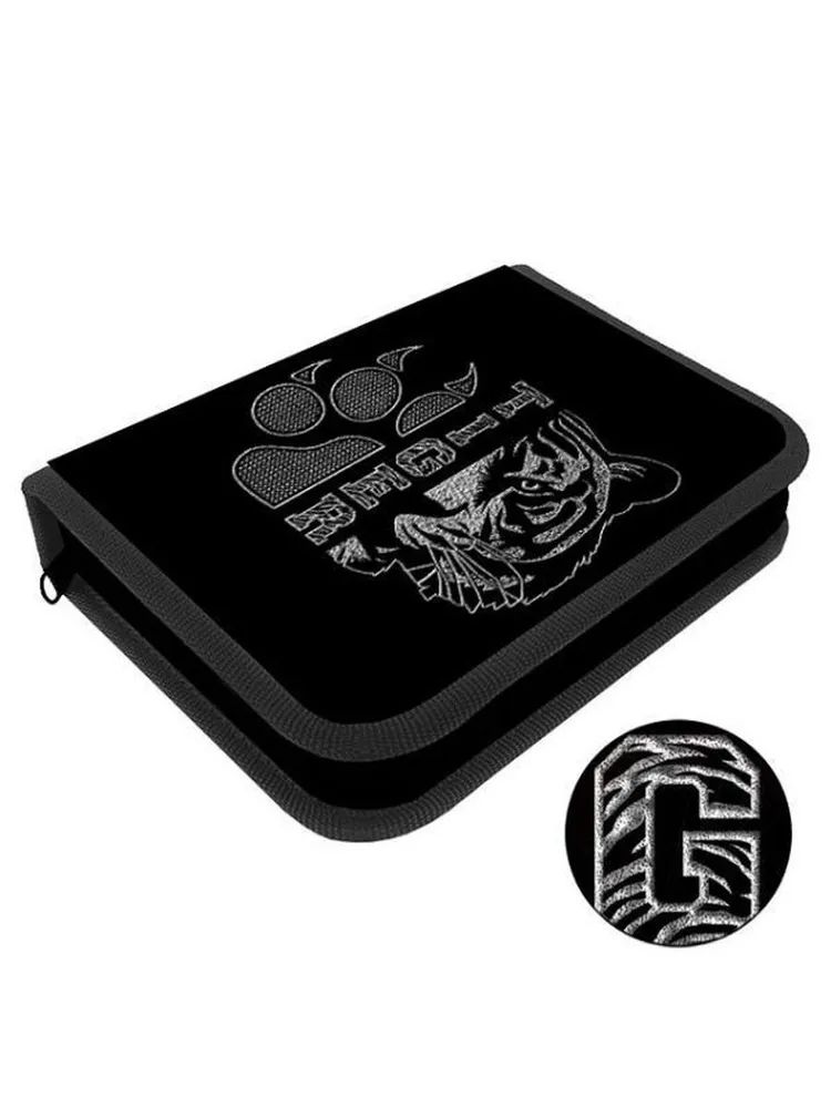 Пенал 1 отд. с 2-мя откид.пл. (200*140*40) молния, ткань, 3D лак "Свирепый тигр"