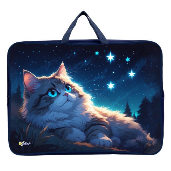 Папка А3 (475*345*80) с ручками, молния, ткань "Кот и ночь"