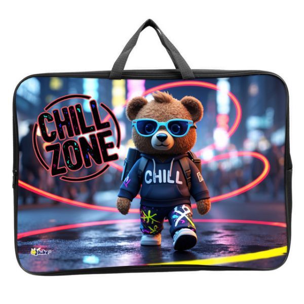 Папка А3 (475*345*80) с ручками, молния, ткань "Мишка на чилле"