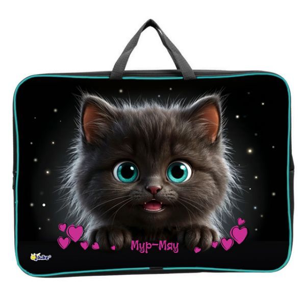 Папка А3 (475*345*80) с ручками, молния, ткань "Мур-мяу"