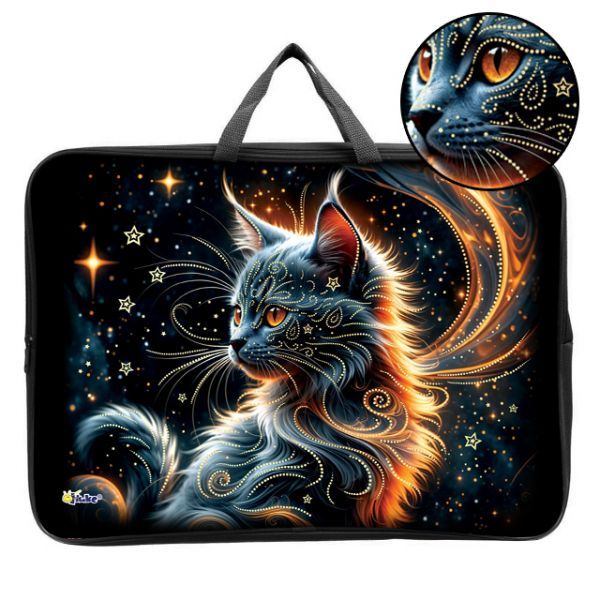 Папка А3 (475*345*80) с ручками, молния, ткань "Дымчатый кот"