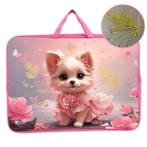 Папка А3 (475*345*80) с ручками, молния, ткань "Очаровательные щенки"