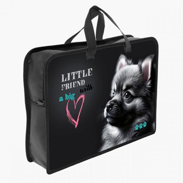 Папка А4 (340*245*75) с ручками, молния, пластик "Маленький друг"