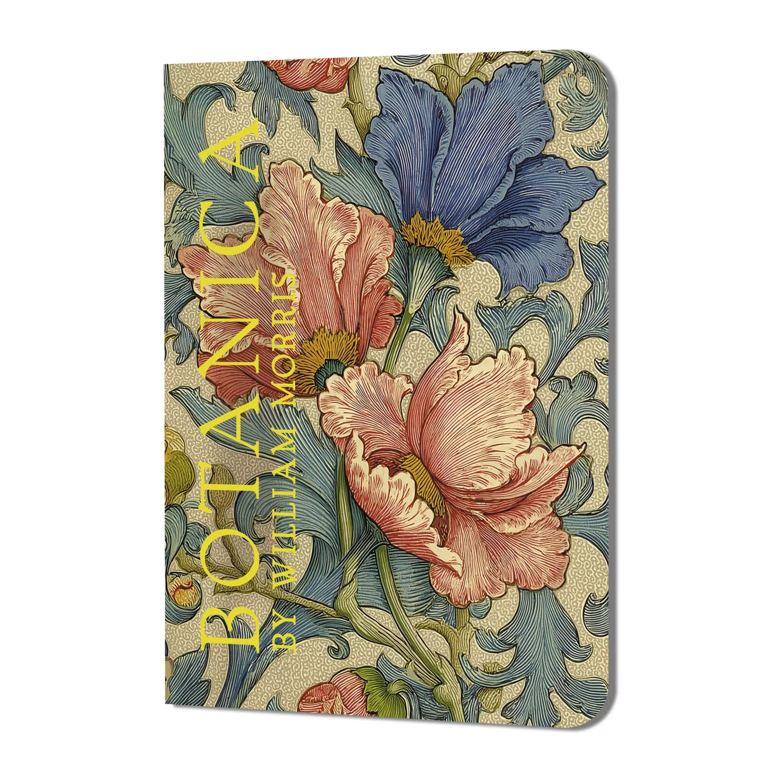 Записная книжка  90*120мм  24л. картон, скоба "BOTANICA by William Morris. Рзовые и голубые цветы" т