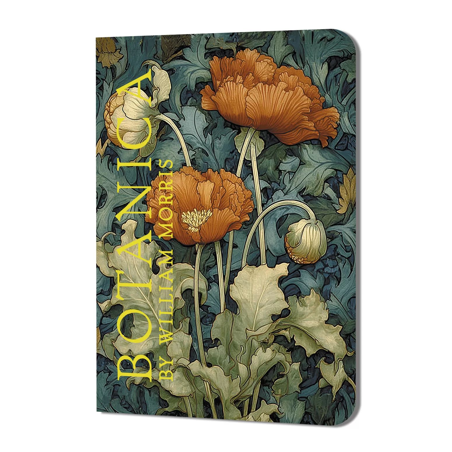 Записная книжка  90*120мм  24л. картон, скоба "BOTANICA by William Morris. Красные маки" точка, софт
