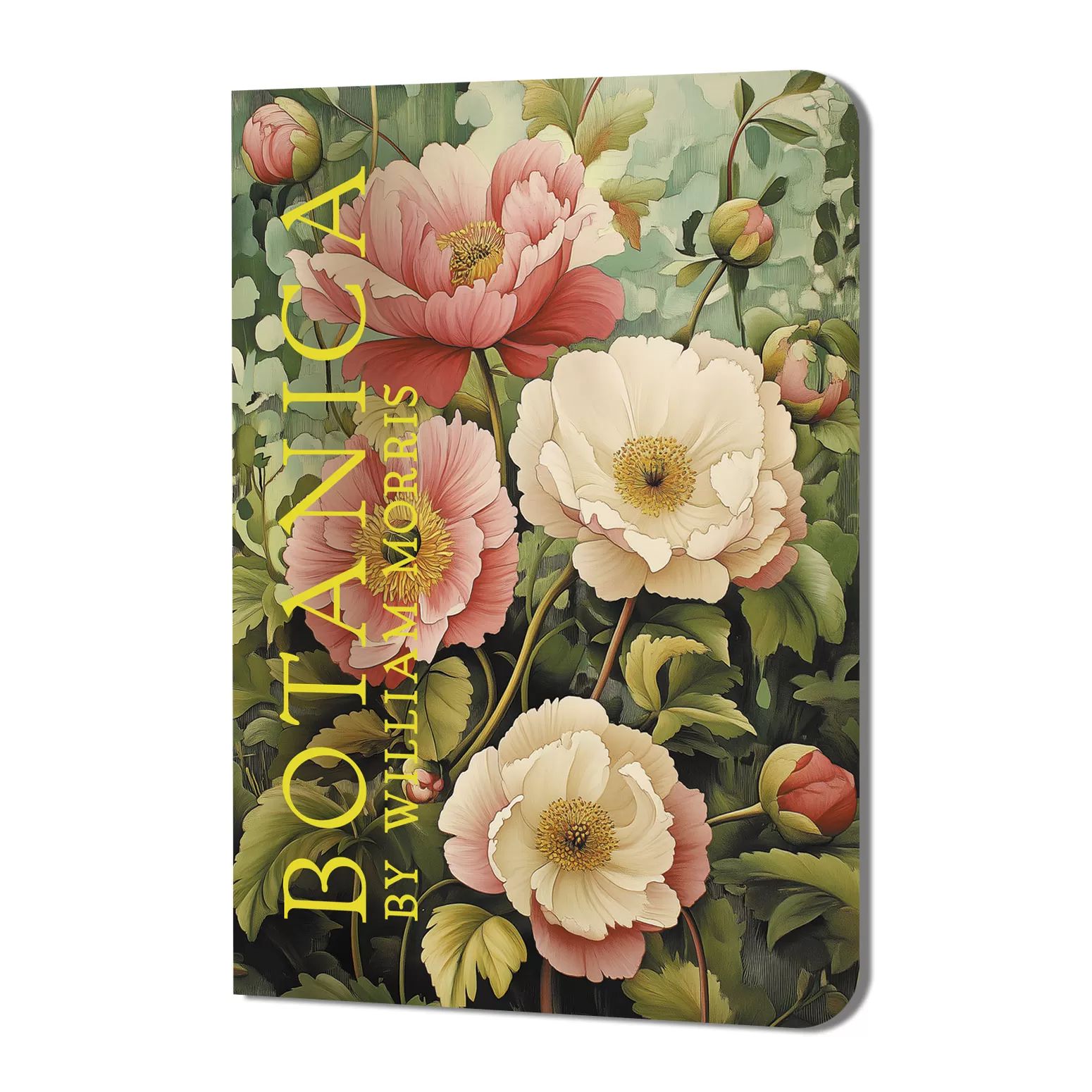 Записная книжка  90*120мм  24л. картон, скоба "BOTANICA by William Morris. Пионы на зеленом фоне" то