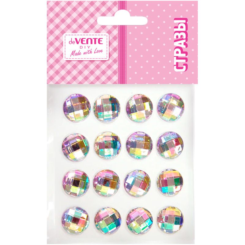 Стразы клеевые "DIY Iridescent Rhinestone", радужные,ассорти размеров, 16шт.