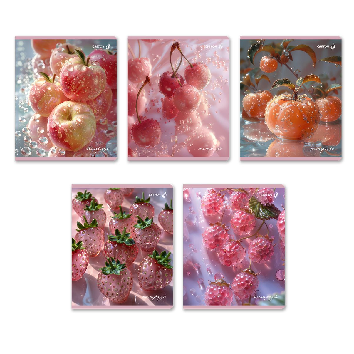 Тетрадь А5 48л кл. Светоч  пласт.обл. "Фруктовый водопад"