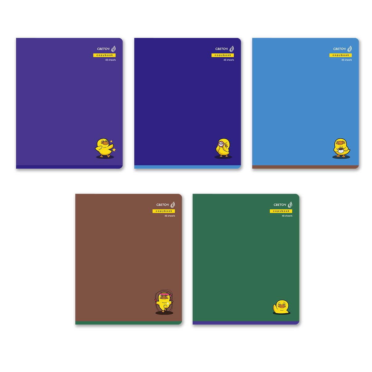 Тетрадь А5 48л кл. Светоч  пласт.обл. "Утки"