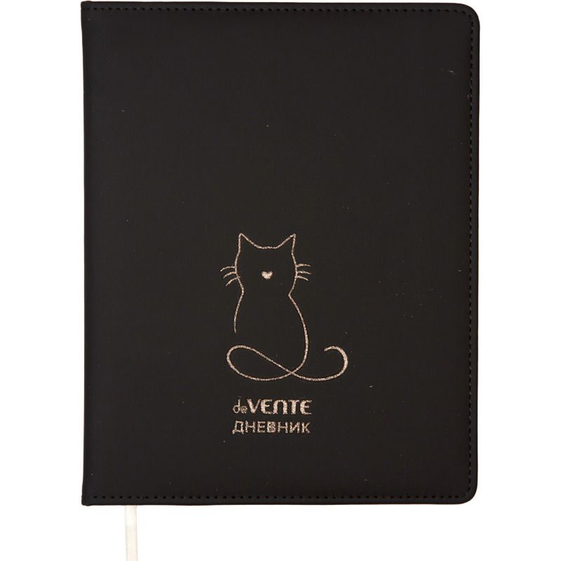 Дневник универсальн. обл. кожзам, тв.пер. "Golden Cat" , тиснение лаком, 48л,ляссе