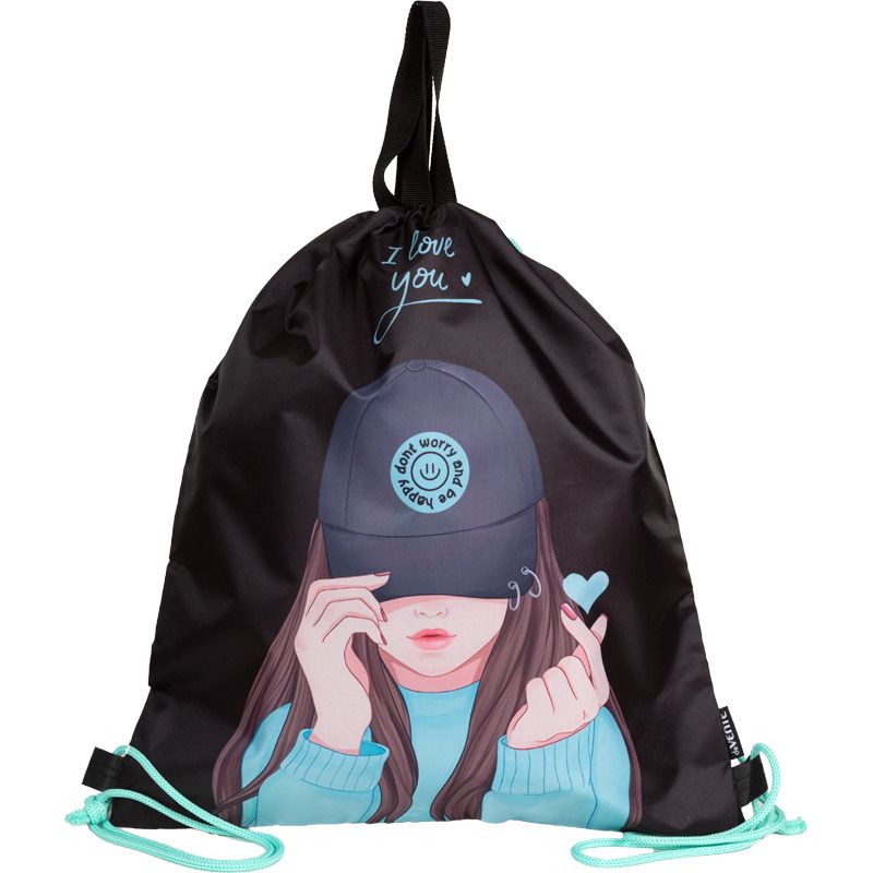 Мешок для обуви 1 отд, 380*430 K-Pop Heartbeat", верев.завязки, текст.ручки