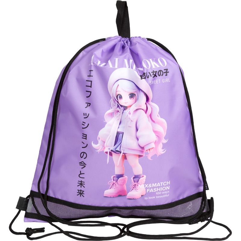 Мешок для обуви 1 отд, 400*470 Amai Menoko", верев.завязки, сетка д/ветиляции