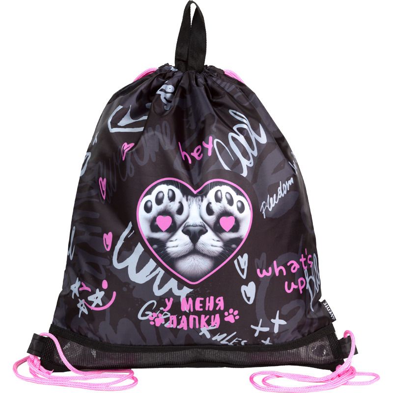 Мешок для обуви 1 отд, 400*470 У меня лапки", верев.завязки, сетка д/ветиляции