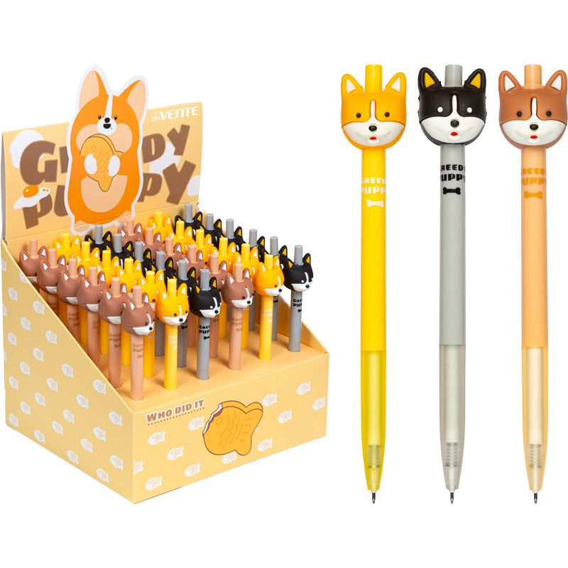 Ручка гелевая стираемая deVENTE "My Little Corgi" синяя, 0,5мм, декор.элемент