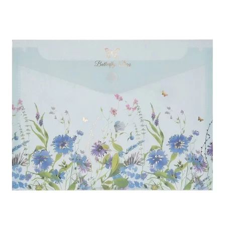 Конверт на кнопке  с рисунком А5 Бабочки-Цветы, текстура