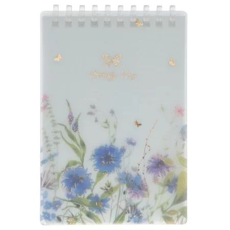 Блокнот А6 пластик, эластичн.гребень, 80л. "Бабочки-Цветы" тисн.фольгой