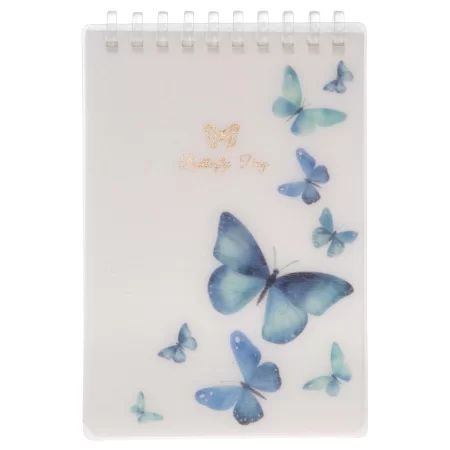 Блокнот А6 пластик, эластичн.гребень, 80л. "Бабочки" тисн.фольгой