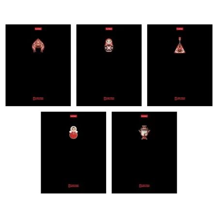 Тетрадь А5 48л кл. Hatber "Русский стиль" обл.мел.картон, мат.лам., 3Dлак, 5 диз.в спайке