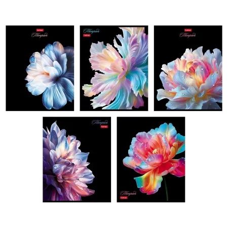 Тетрадь А5  96л кл. Hatber "Хрупкие лепестки" обл.мел.картон, софт-тач, 3Dлак, 5диз.в блоке