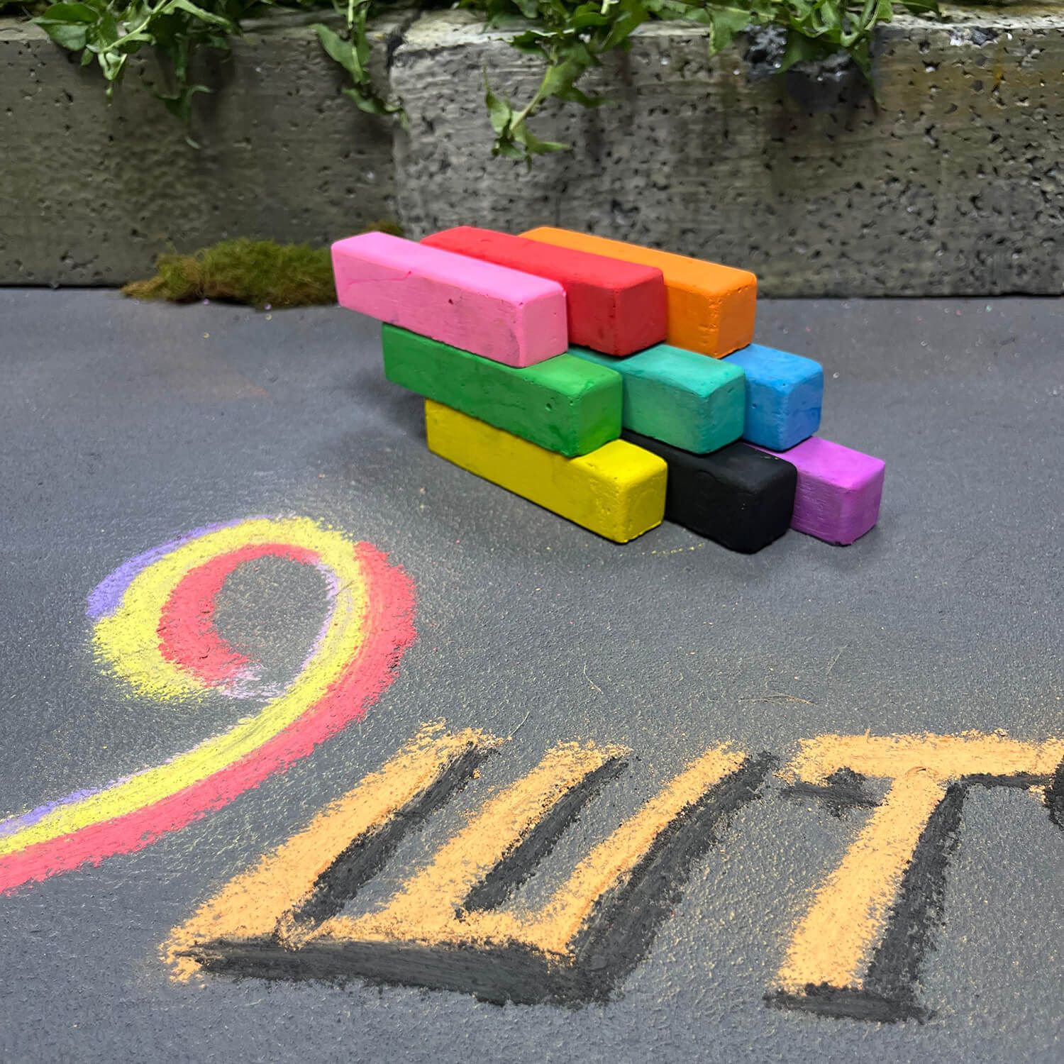 Мел цветной асфальт. 9шт., 9 цв., 360гр, в банке