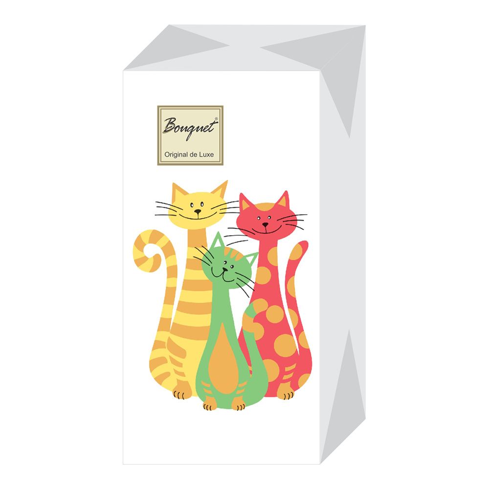 Салфетка Bouquet "Original de Luxe "Декоративные коты" 33*33см,1/8  20шт., 2-х слойная, белые