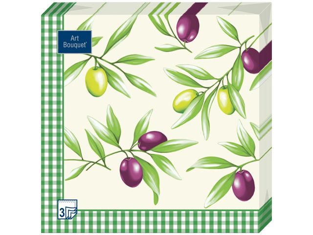 Салфетка Art Bouquet "Оливки" 33*33см, 20шт., 3-х слойная