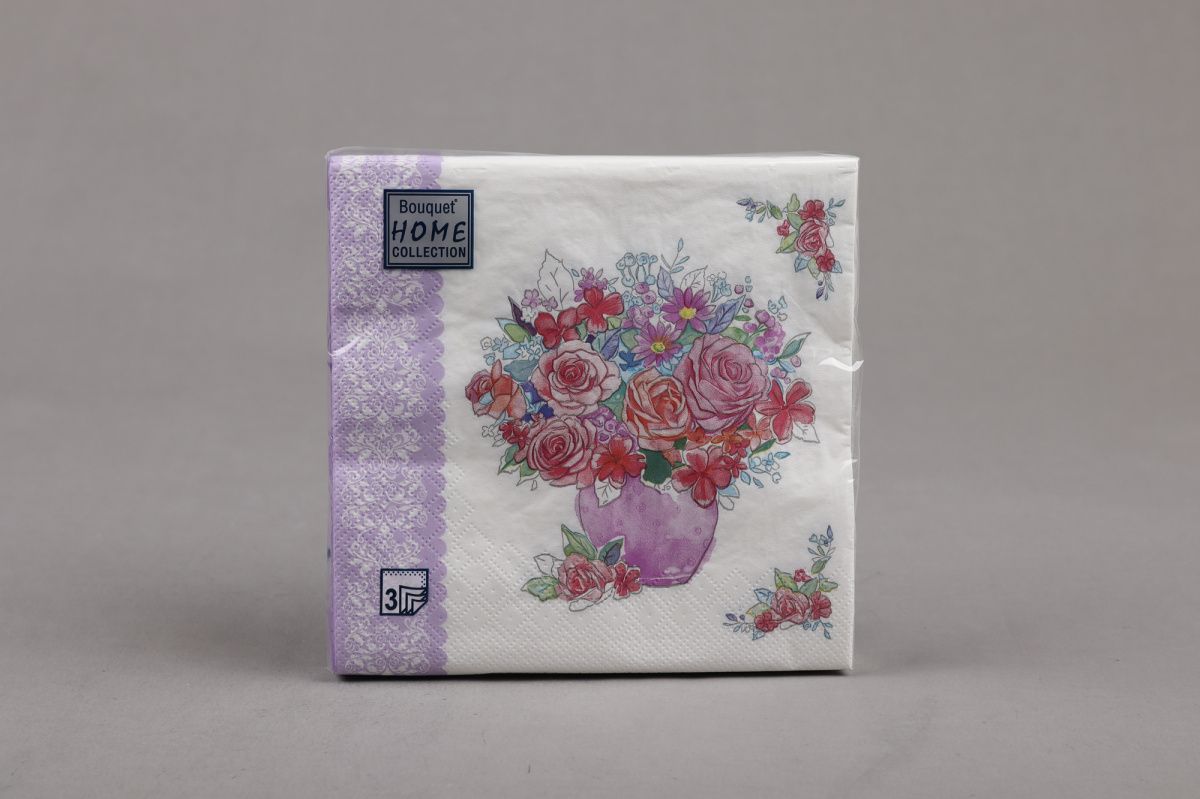 Салфетка Art Bouquet "Акварельный букет" 33*33см, 20шт., 3-х слойная