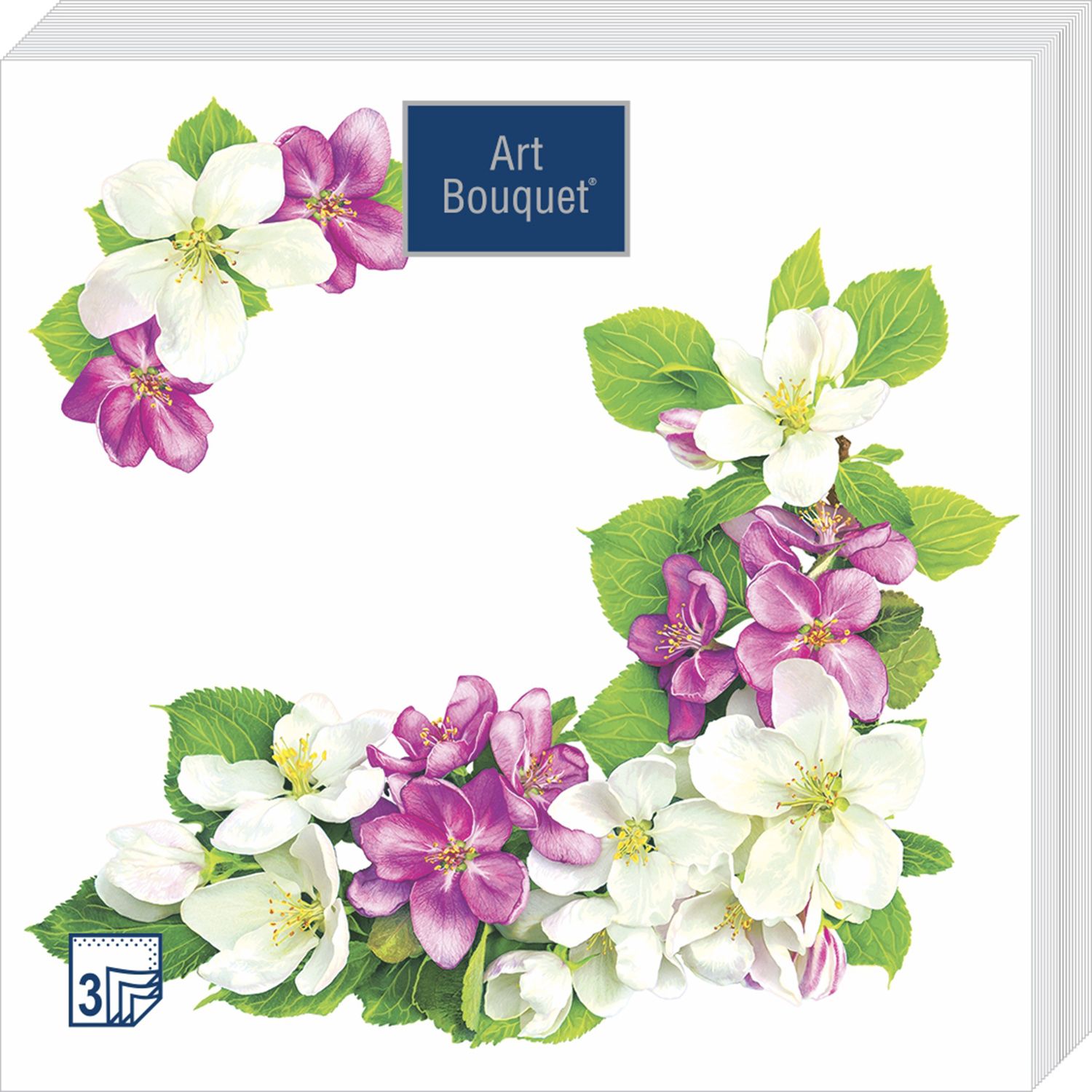Салфетка Art Bouquet "Яблоневый цветок" 33*33см, 20шт., 3-х слойная