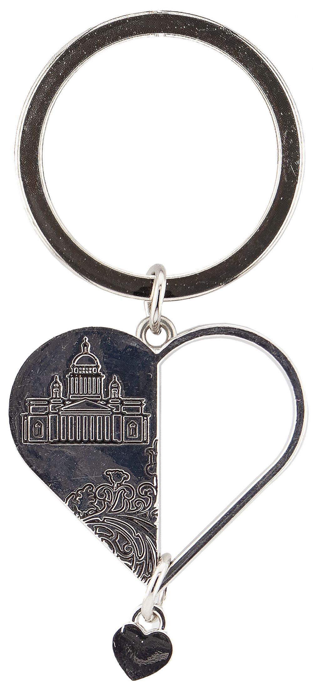 Брелок металл, сердце с сердечком "СПб. Исаакий"