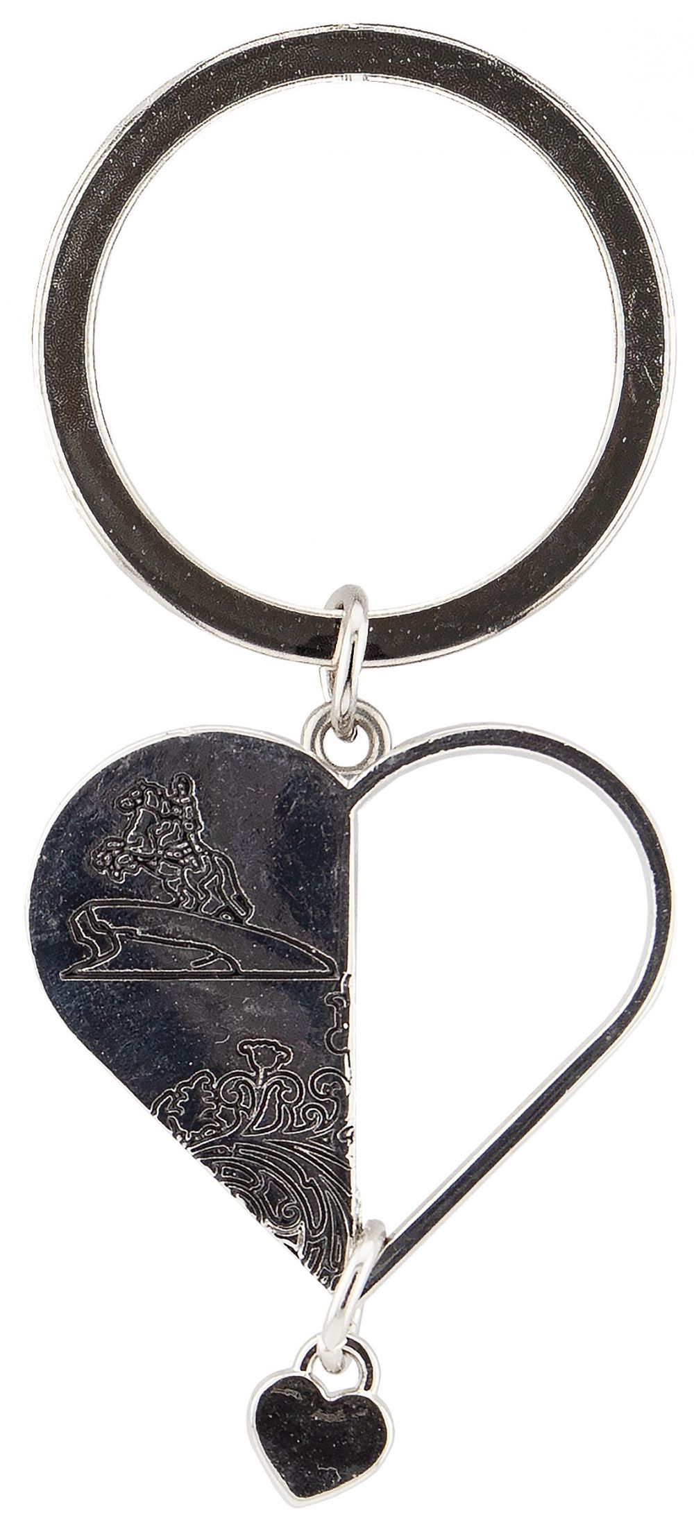 Брелок металл, сердце с сердечком "СПб. Медный"