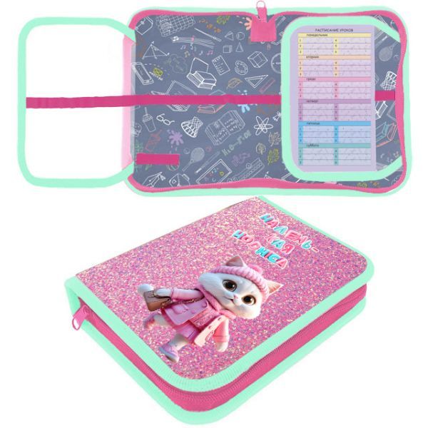 Пенал 1 отд. с 2-мя откид.пл. (200*140*40) молния, ПВХ "Маленькая модница"