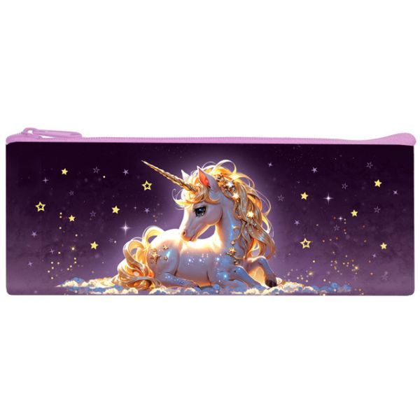Пенал-косметичка (190*75) молния, ткань "Золотой единорог"