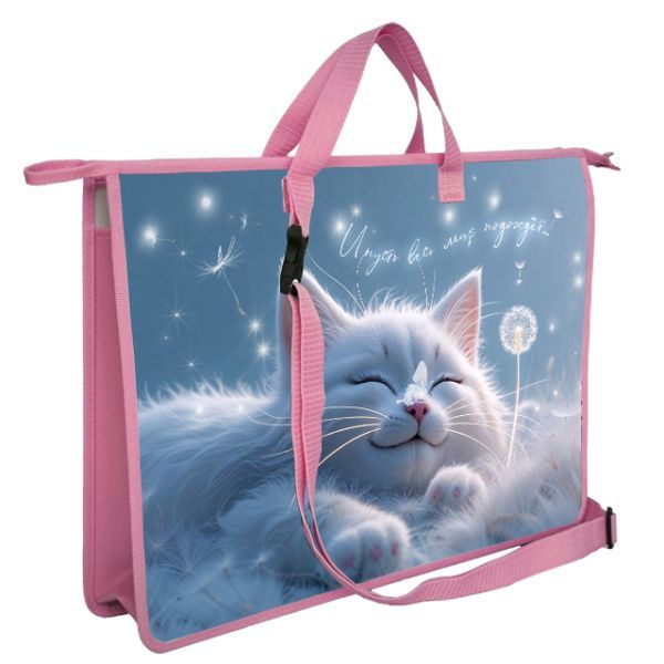 Папка А3 (475*345*80) с ручками, молния, пластик/ткань "Милота"