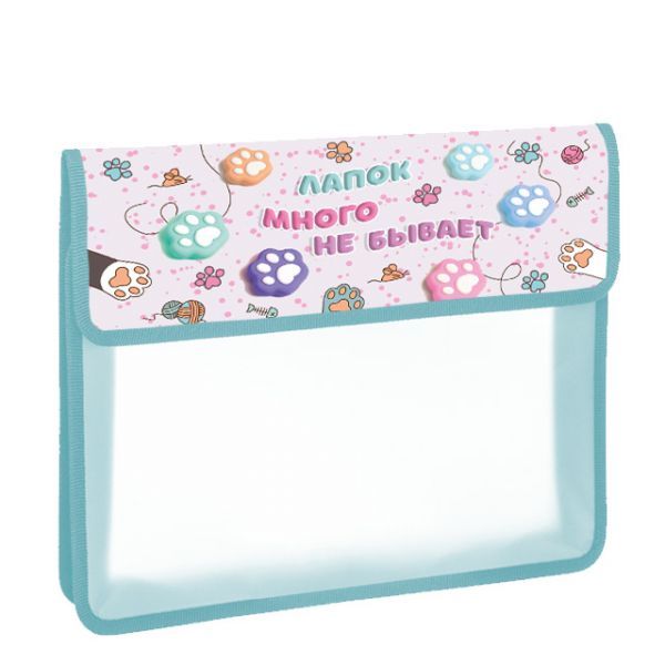 Папка д/тетрад. А5 (240*205*40) 1отд. на липучке, пластик/ткань "Таба лапки"