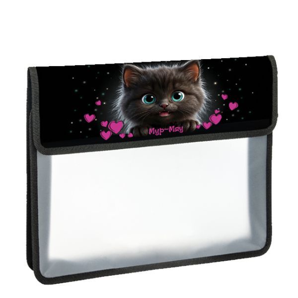 Папка д/тетрад. А5 (240*205*40) 1отд. на липучке, пластик/ткань "Мур-мяу"