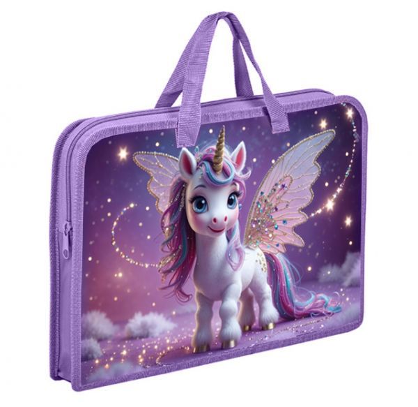 Папка А4 (340*245*40) с ручками, молния, пластик "Волшебное очарование"