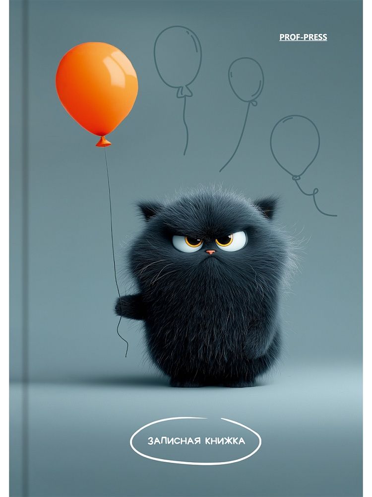 Блокнот А6 7БЦ  64л "Угрюмый котик" кл., глянц.лам.