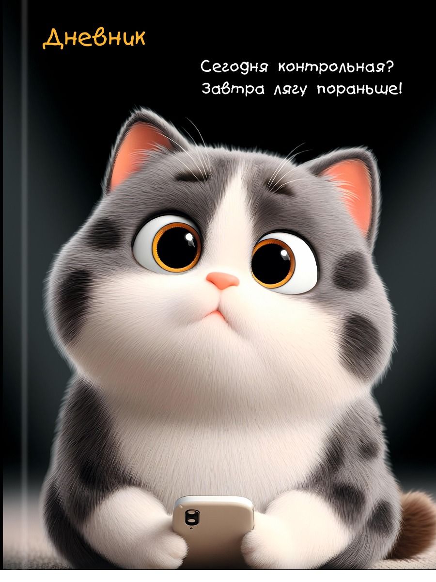 Дневник  универсальн. 7БЦ "Смешной котик" глянц.лам., лен, 40л.