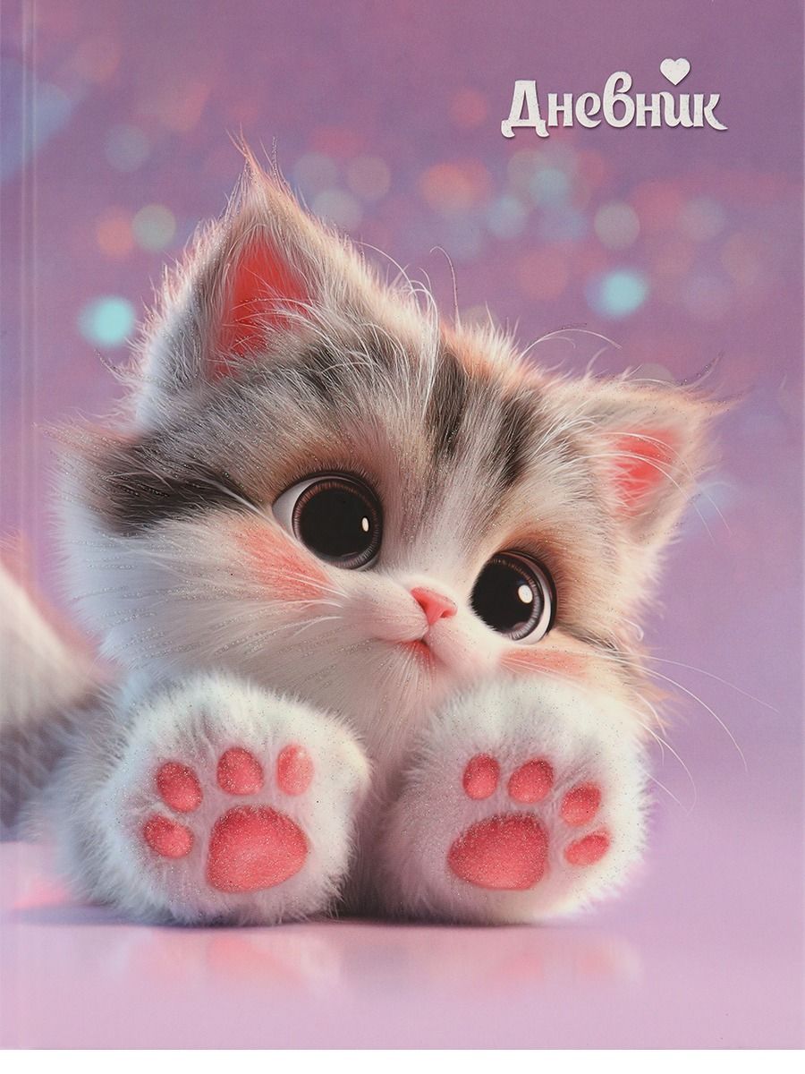 Дневник  универсальн. 7БЦ "Милый котик - 6" мат.лам., глиттер, 40л.